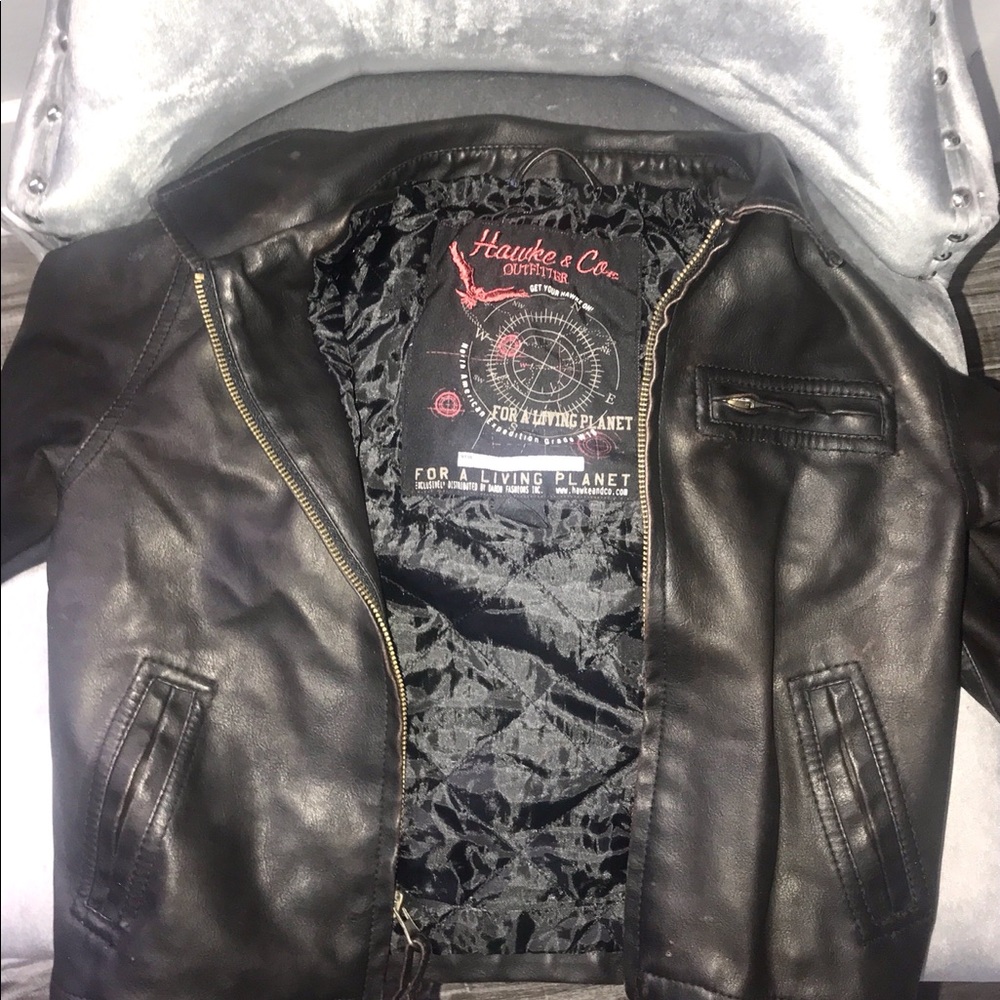 Hawke and Co Faux leather bomber jacket 4T Excellent Condition